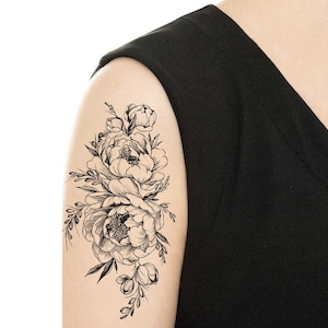 TEMPORARY TATTOO - Vintage Rose / Peony Tattoo - Various Patterns / Tattoo Flash