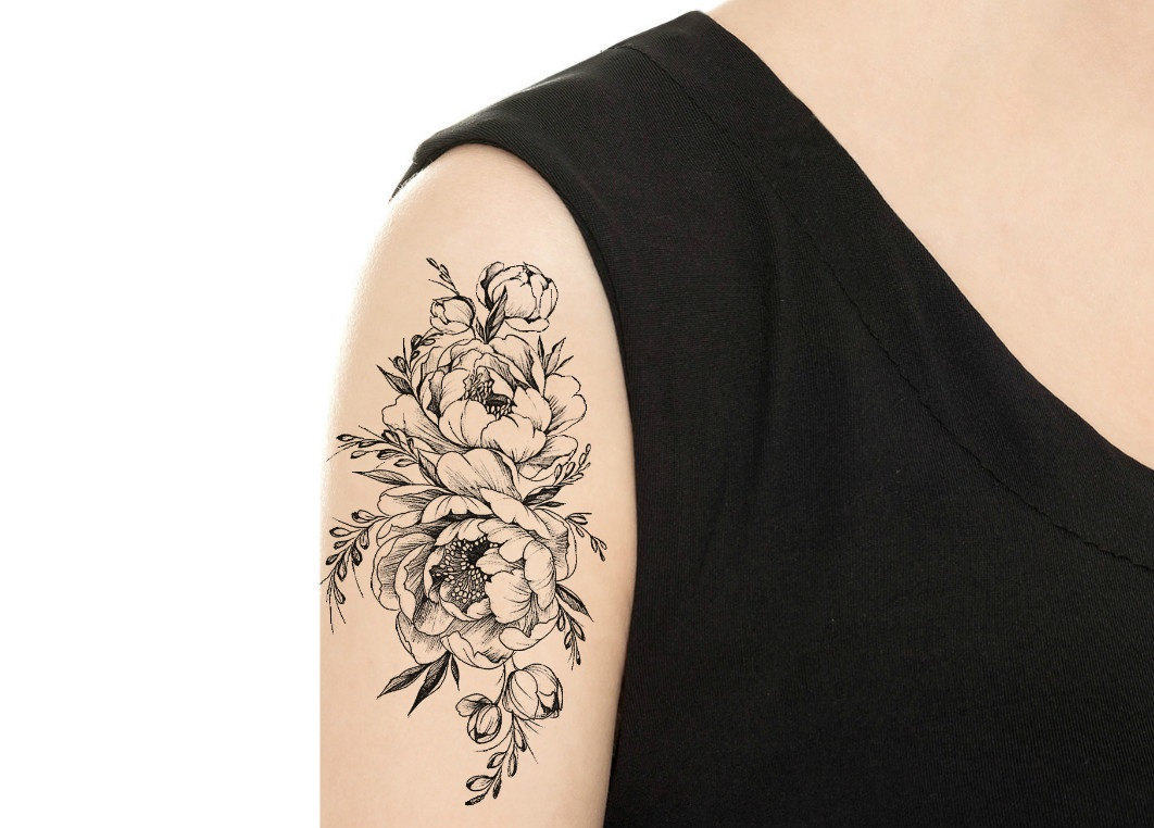 TEMPORARY TATTOO Vintage Rose / Peony Tattoo Various - Etsy