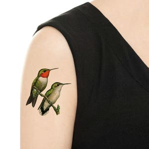 Temporary Tattoo Hummingbird /Chickadee /Finch Various Patterns / Ruby-Throated Hummingbird/ Colorful Birds / Bird Tattoo / Tattoo Flash image 2