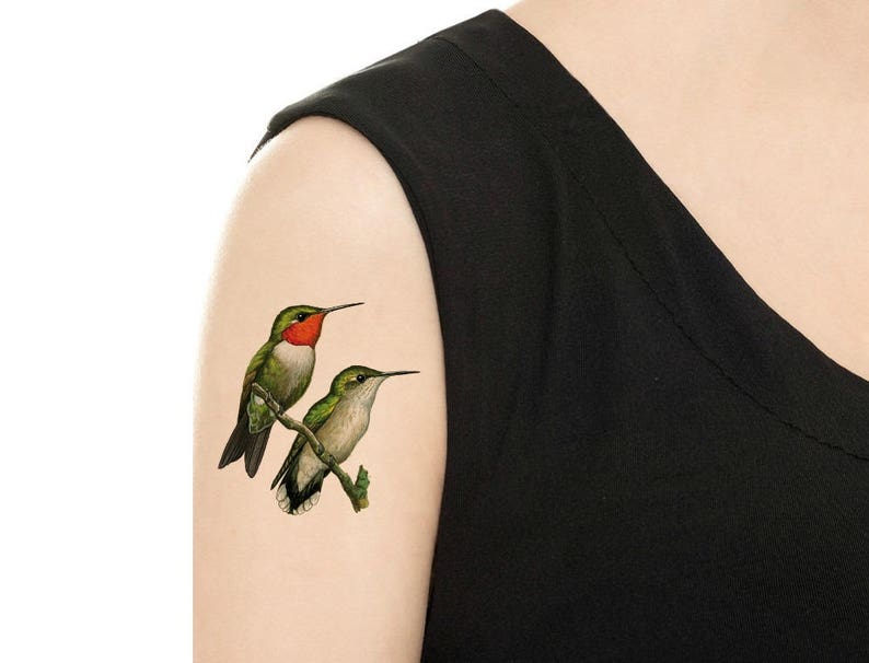 Temporary Tattoo Hummingbird /Chickadee /Finch Various Patterns / Ruby-Throated Hummingbird/ Colorful Birds / Bird Tattoo / Tattoo Flash PICTURE 2