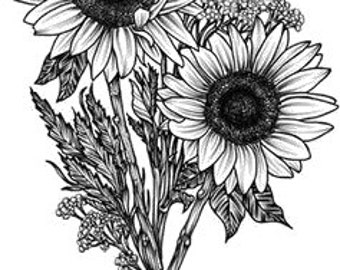 Temporary Tattoo - Sunflower / Lily - Pick your size / Tattoo Flash