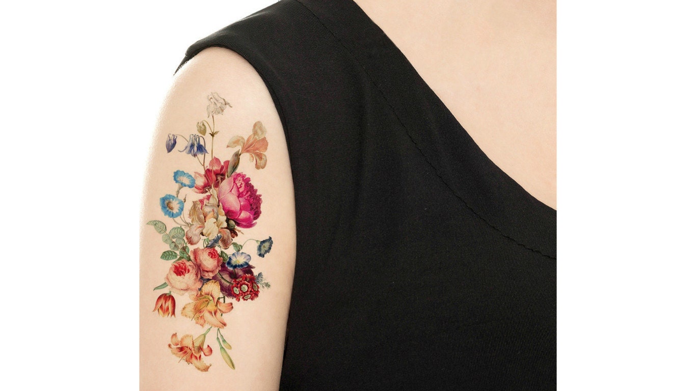 Vintage Wildflower Temporary Tattoos I Pepper Ink Australia