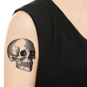 Temporary Tattoo - Halloween Tattoo / Skull Tattoo /  Large Skull / Tattoo Flash