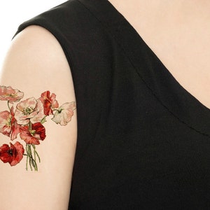 Temporary Tattoo 3 Types of Vintage Florals Various Sizes image 1