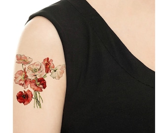 Temporary Tattoo - 3 Types of Vintage Florals - Various Sizes