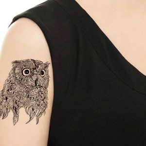 Temporary Tattoo - Owl / Tattoo Flash