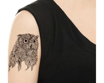 Temporary Tattoo - Owl / Tattoo Flash