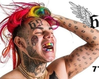 TEMPORARY TATTOO - Tekashi69 Temporary Tattoos Set - 6ix9ineTattoos / Face Tattoos /Post Malone / RappersTattoos Lil PumpTattoo Set