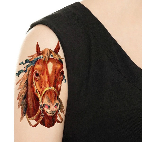 Temporary Tattoo - Vintage Horse Head - Various Sizes / Tattoo Flash