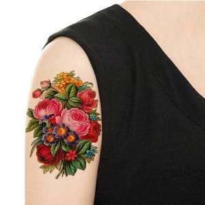 Temporary Tattoo Vintage Floral Rose or Daisy Various Sizes / Tattoo Flash PICTURE 5