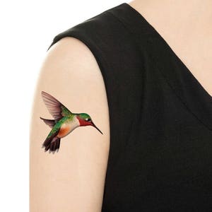 Temporary Tattoo Hummingbird /Chickadee /Finch Various Patterns / Ruby-Throated Hummingbird/ Colorful Birds / Bird Tattoo / Tattoo Flash image 1
