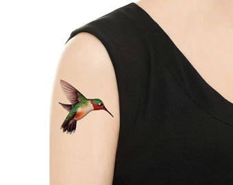 Temporary Tattoo - Hummingbird /Chickadee /Finch - Various Patterns / Ruby-Throated Hummingbird/ Colorful Birds / Bird Tattoo / Tattoo Flash