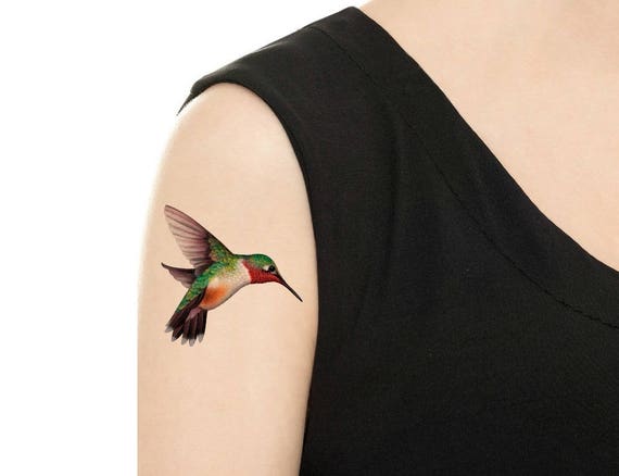 Supperb® Temporary Tattoos Handrawn Hummingbird & Floral Wildflowers (Set  of 2) | eBay