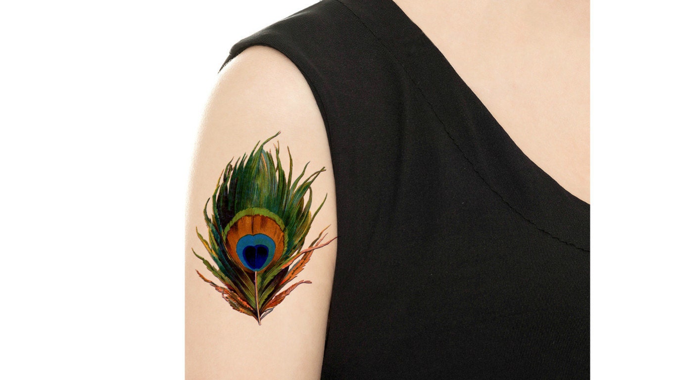 Temporary Tattoo Colorful Vintage Feather/ostrich - Etsy Temporary Tattoo Colorful Vintage Feather/ostrich - Etsy