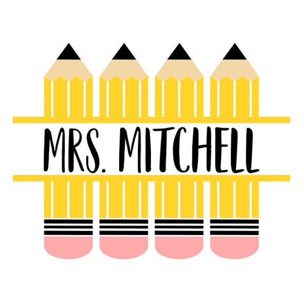 Pencil Name Frame SVG, Teacher SVG, School, Digital Download, Cut File, Sublimation (includes svg/png/dxf files) Does NOT come with font!