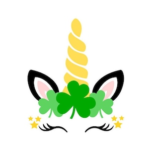 St Patricks Day Unicorn SVG, Shamrock Unicorn SVG, Digital Download, Cut File, Sublimation, Clip Art (includes svg/png/dxf file formats)