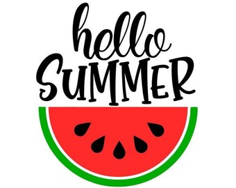 Summer Door Sign SVG, Hello Summer SVG, Watermelon SVG, Digital Download, Cricut, Silhouette, Glowforge (includes svg/png/dxf files)