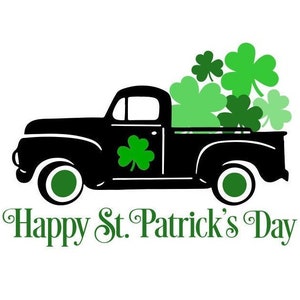 St Patricks Day Truck SVG, Shamrock Truck SVG, Lucky, Digital Download, Cut File, Sublimation, Clip Art (includes svg/png/dxf file formats)