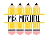 Pencil Name Frame SVG, Teacher SVG, Digital Download Cricut, Silhouette, Glowforge (svg png dxf file formats) Does NOT come with font