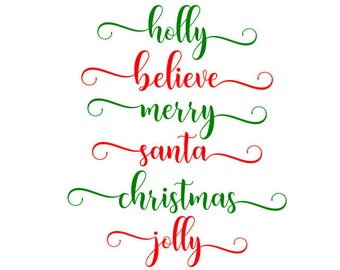 Download Christmas Words Svg Etsy