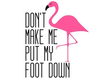 Flamingo SVG, Don't Make Me Put My Foot Down SVG, Summer SVG, Digital Download, Cricut, Silhouette, Glowforge (includes svg/png/dxf files)