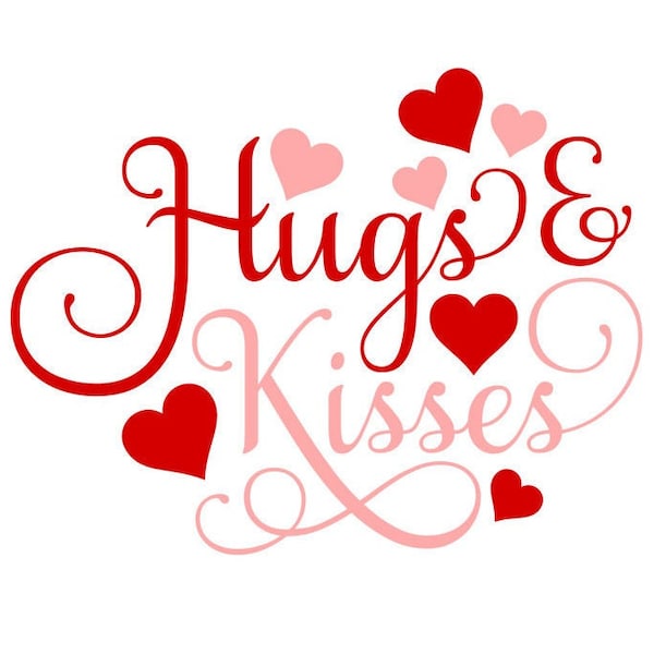 Hugs & Kisses SVG, Valentines Day SVG, Love SVG, Heart, Digital Download, Cut File, Sublimation, Clip Art (svg/png/dxf file formats)