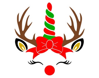 Unicorn Reindeer Svg Etsy