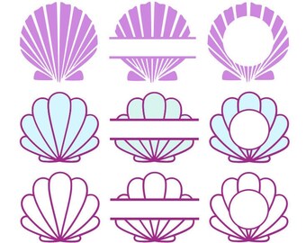 shell svg shell cut file shell monogram 2 Shell split monogram cutting files for monograms in Jpg Png DXF EPS SVG for Cricut /& Silhouette