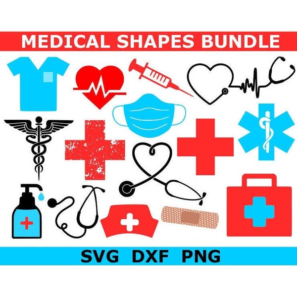 Nurse SVG Bundle, Hospital SVG, Medical SVG, Digital Download, Cut Files, Sublimation, Clipart (includes 15 individual svg/png/dxf files)