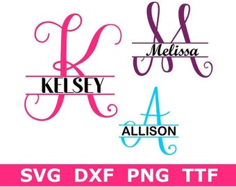 Split Monogram SVG + TTF Alphabet, Split Monogram Font, Instant Download, Cut File, Sublimation, Clip Art, svg/png/dxf files + TTF file