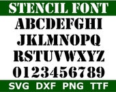 Stencil Font SVG TTF, Stencil Alphabet, Army Font, School Font, Poster Font, Digital Download, 1 svg, 1 dxf, 1 png 1 TTF File