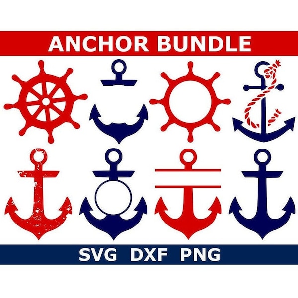 Anchor SVG, Nautical SVG, Monogram Frame SVG, Digital Download, Cut Files, Sublimation, Clip Art (8 individal svg/dxf/png file formats)