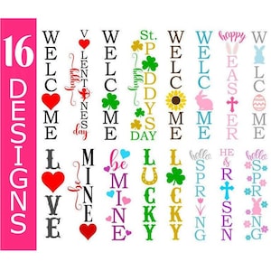 St Patrick's Day Porch Sign SVG, Valentine’s Day SVG, Easter SVG, Digital Download, Cut Files (16 individual svg/png/dxf files)