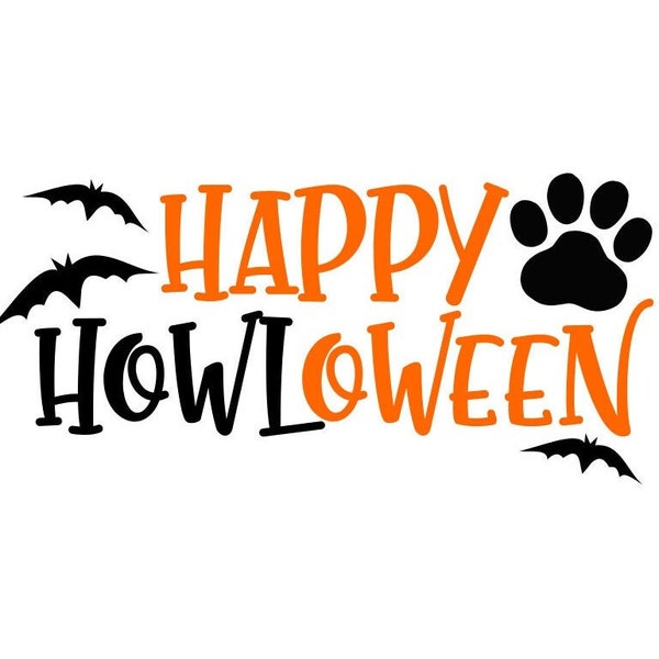 Happy Howloween Dog SVG, Dog Bandana SVG, Paw Print SVG, Happy Halloween, Digital Download, Cut File, Sublimation (svg/dxf/png/jpeg files)