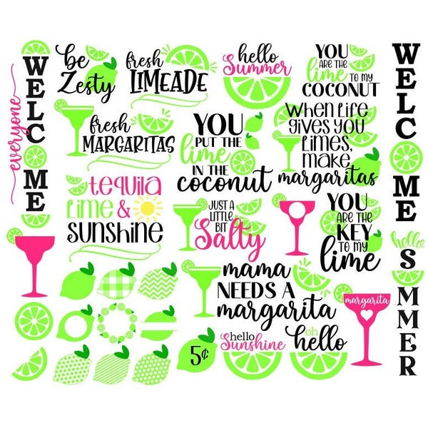 Margarita SVG Bundle, Lime SVG Bundle, Porch Sign SVG, Digital Download, Cut Files, Sublimation, Clipart (includes 33 svg/png/dxf files)