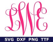 Monogram SVG TTF Alphabet, Fancy Monogram, School Monogram, Digital Download, Cut Files, 52 svg png dxf files installable TTF file