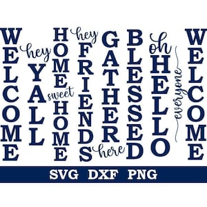 Bienvenue, porche signe SVG/PNG Bundle, Oh Bonjour, Salut à tous, Rassemblez-vous ici, téléchargement immédiat, fichier de coupe, sublimation, des cliparts, 8 modèles