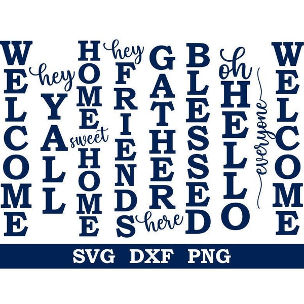 Porch Sign SVG Bundle, Welcome Porch Sign SVG, Hello SVG, Instant Download, Cut File, Sublimation, Clip Art (8 individual svg/png/dxf files)