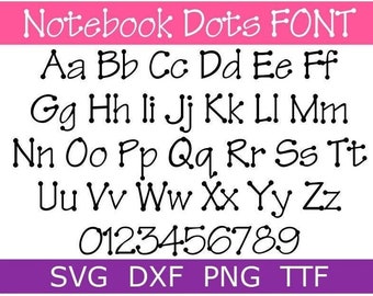 Notebook Dots Font SVG + TTF, Dots Font, School Font, Poster Font, Digital Download, 1 svg, 1 dxf, 1 png + 1 TTF File