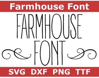 Farmhouse Font SVG + TTF, Farmhouse Alphabet, Farm Font, Skinny Font, Digitaler Download, 1 SVG, 1 dxf, 1 png, 52 png Dateien + installierbares TTF