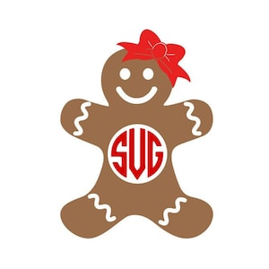 Gingerbread Girl Monogram SVG, Christmas Monogram Frame, Digital Download, Cut File, Sublimation, Clipart (svg/dxf/png/jpeg files)