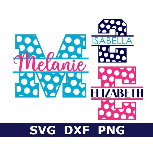 Split Monogram SVG/DXF/PNG, Split Polka Dot Alphabet + 15 Name Fonts, Digital Download, Cut Files, (36 individual svg/dxf/png files)