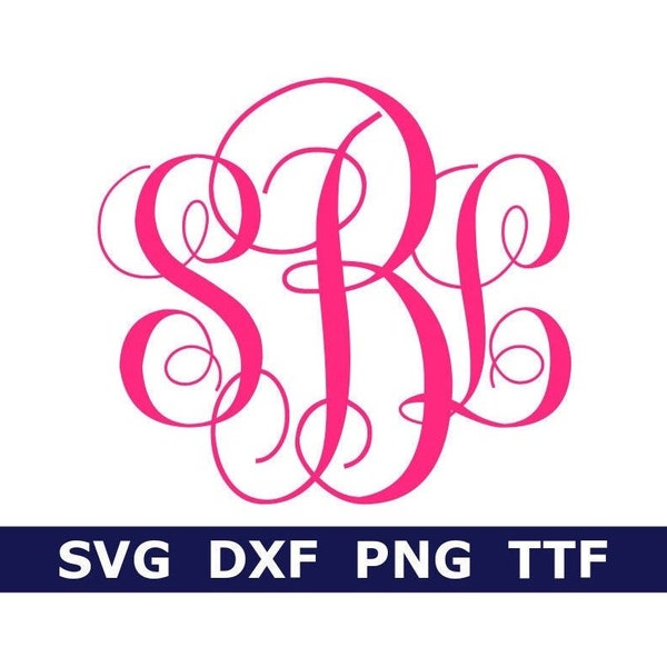 Monogram SVG + TTF Alphabet, Fancy Monogram, School Monogram, Digital Download, Cut Files, 52 svg/png/dxf files + installable TTF file