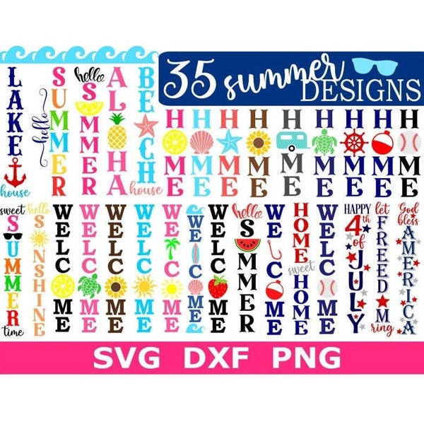 Porch Sign SVG Bundle, Beach, Patriotic, Summer, Instant Download, Cut Files, Sublimation, Clipart (35 individual svg/png/dxf files)