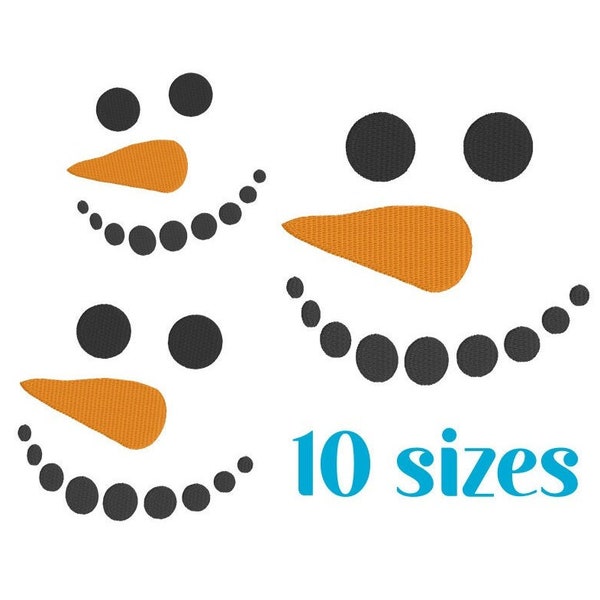 Snowman Face Embroidery Design, MACHINE EMBROIDERY, Christmas Embroidery, Winter Embroidery, Digital Download, Filled Stitch, 10 Sizes