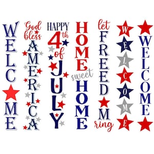 Porch Sign SVG Bundle, 4th of July Porch Sign SVG, Summer, Digital Download, Cut Files, Sublimation, Clip Art (7 svg/png/dxf files)