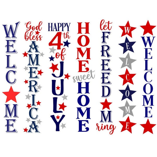 Porch Sign SVG Bundle, 4th of July Porch Sign SVG, Summer, Instant Download, Cut Files, Sublimation, Clip Art (7 svg/png/dxf files)