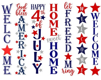 Porch Sign SVG Bundle, 4th of July Porch Sign SVG, Summer, Digital Download, Cut Files, Sublimation, Clip Art (7 svg/png/dxf files)