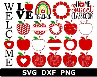 Apple SVG Bundle, Apple Monogram Frame SVG, Apple Name Frame SVG, Digital Download, Cut File, Sublimation, Clip Art (20 svg/png/dxf files)