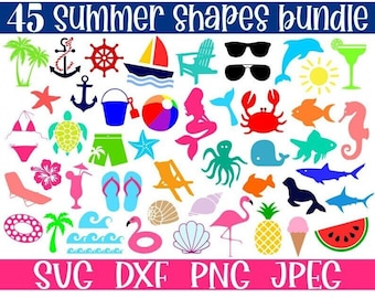 Summer SVG Bundle, Beach SVG, Ocean SVG, Swimming, Instant Download, Cut Files, Sublimation, Clipart (45 individual svg/png/dxf/jpeg files)